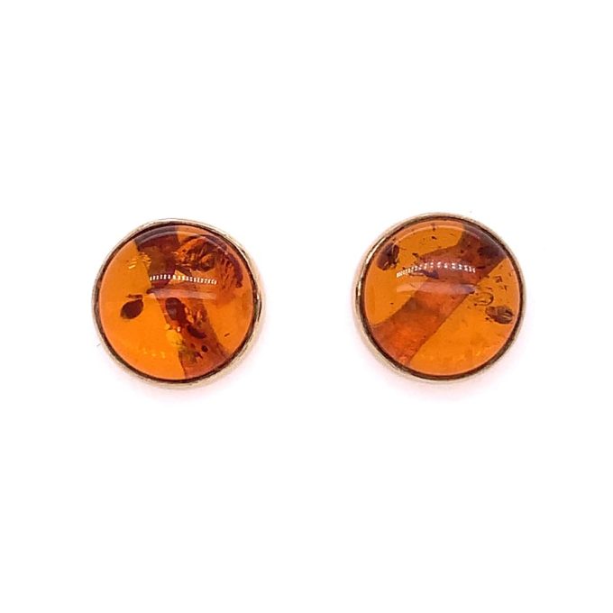 Amber Yellow Gold Stud Earrings