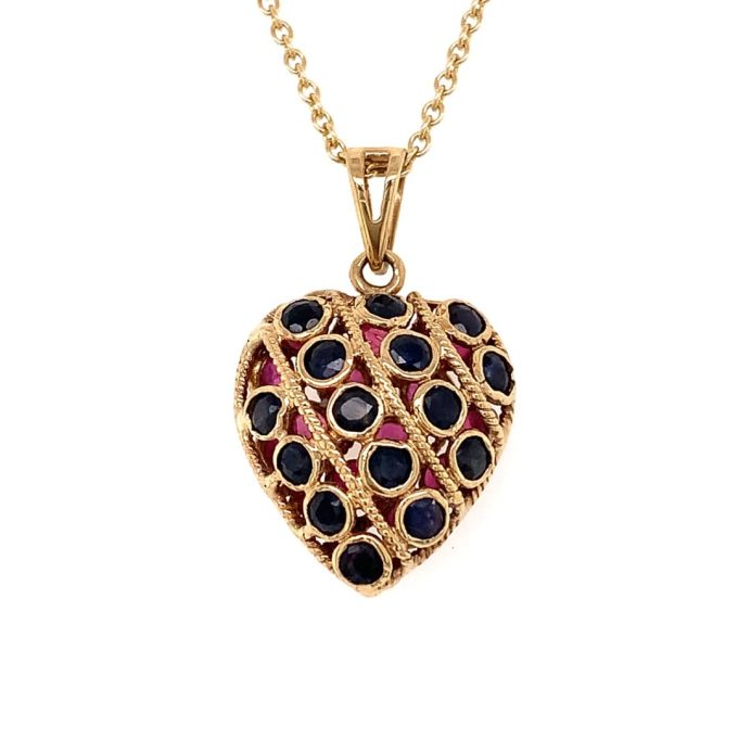 Sapphire & Ruby Heart Necklace - Image 2