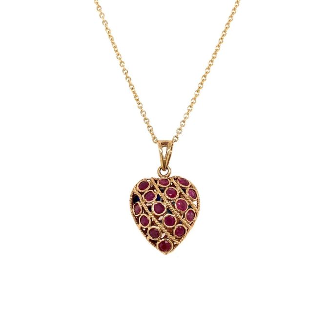 Sapphire & Ruby Heart Necklace