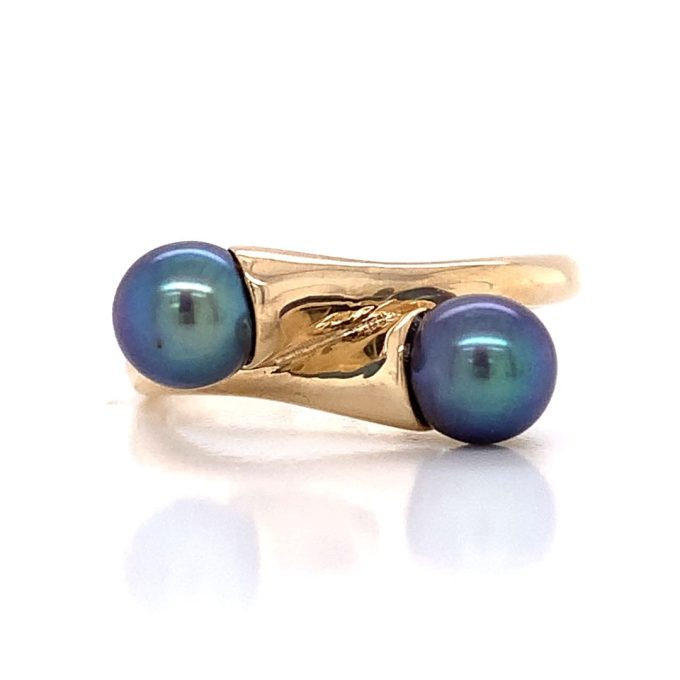 9ct Gold Black Pearl Dress Ring - Image 2