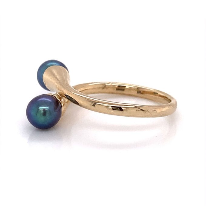 9ct Gold Black Pearl Dress Ring - Image 3