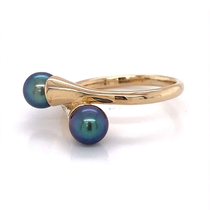 9ct Gold Black Pearl Dress Ring