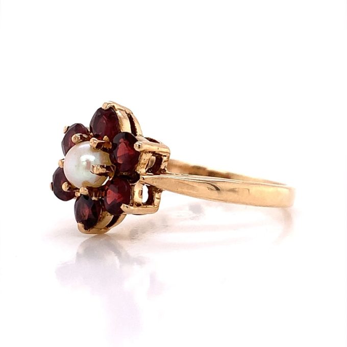 Garnet and Pearl Cluster Dress Ring - Image 2
