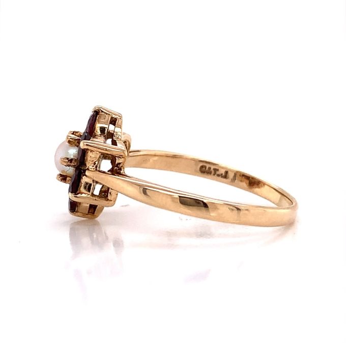 Garnet and Pearl Cluster Dress Ring - Image 3