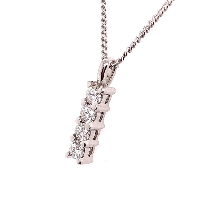 9ct White Gold Diamond Bar Necklace - Image 2