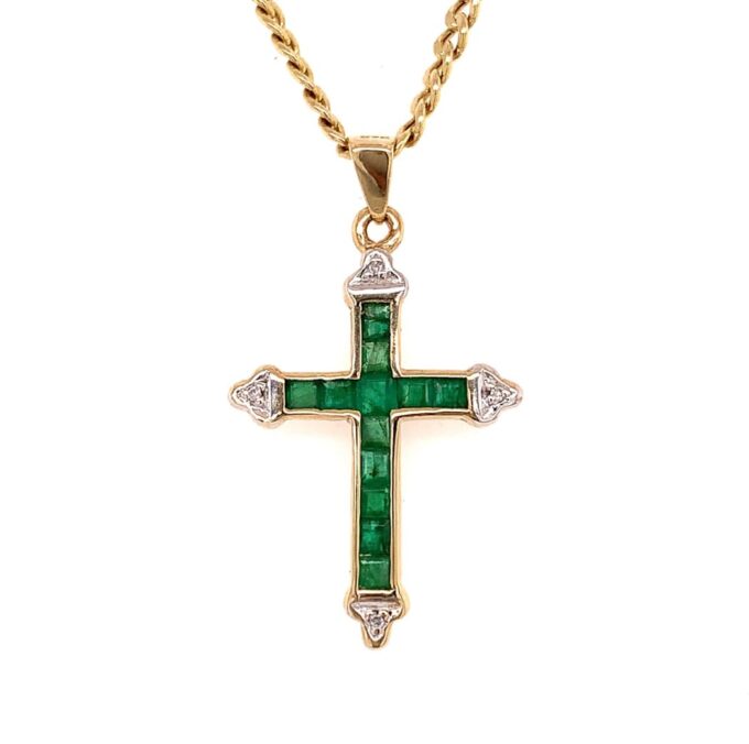 Emerald Cross and Chain