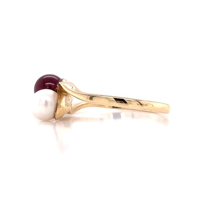9ct Gold Garnet & Pearl Dress Ring - Image 4