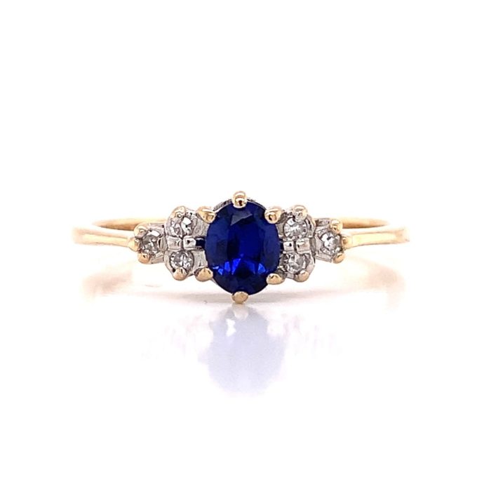Kimberly Sapphire and Diamond Navette Cluster Ring