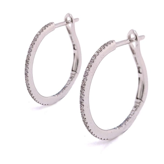 White gold Diamond Hoop Earrings