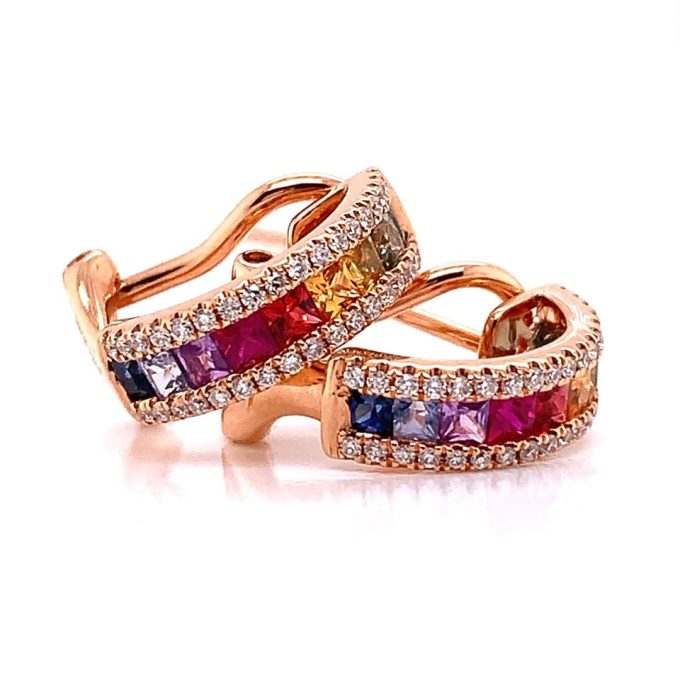 Rainbow Sapphire Half-Hoop Earrings - Image 2