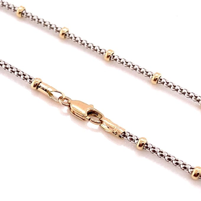 9ct Two Colour Lantern Link Chain - 18 Inch - Image 3