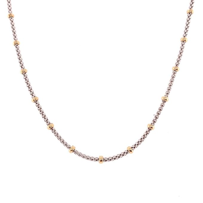 9ct Two Colour Lantern Link Chain - 18 Inch