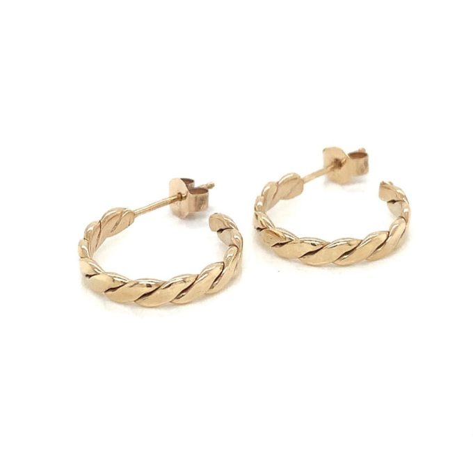 9ct Gold Twist 3/4 Hoop Earrings
