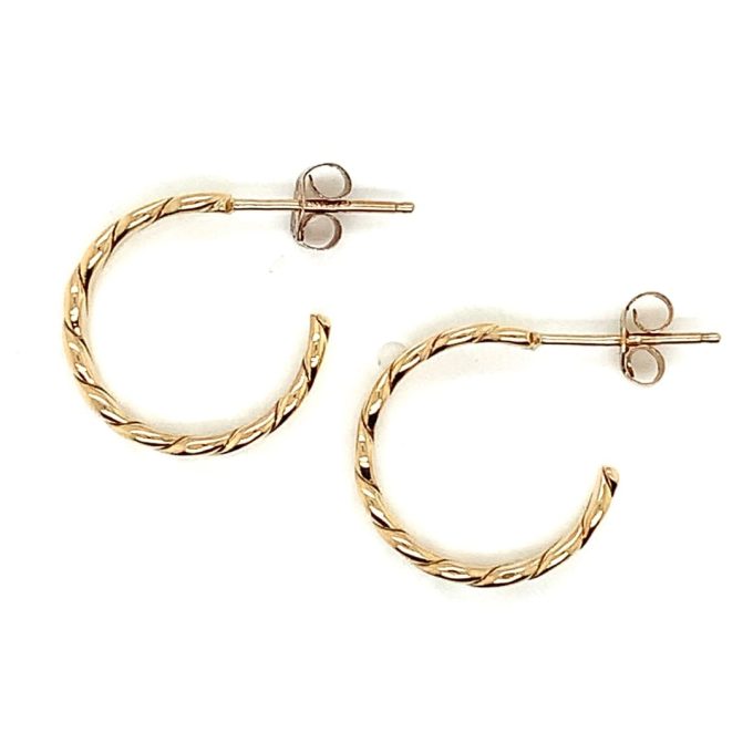 9ct Gold Twist 3/4 Hoop Earrings - Image 2