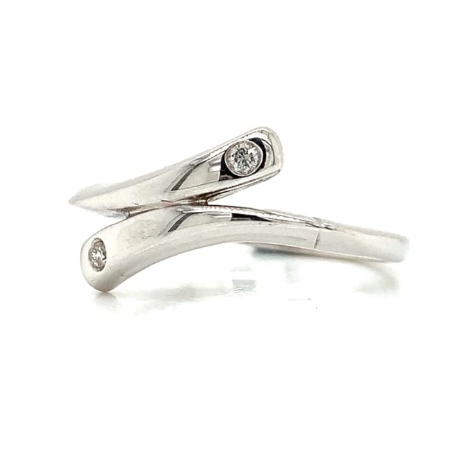 White Gold Diamond Wrap-Over Ring - Image 2
