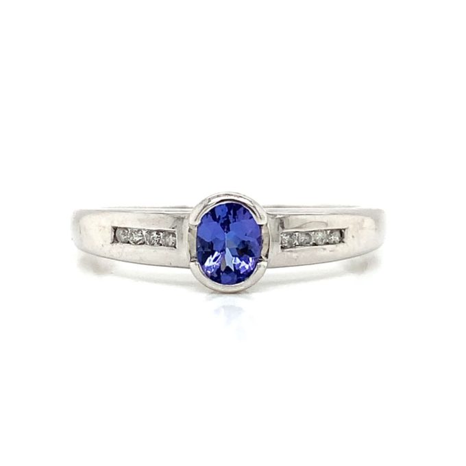 Tanzanite and Diamond Band Style Ring