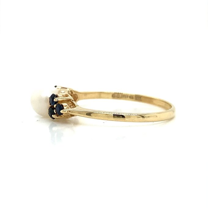 9ct Gold Pearl & Sapphire Dress Ring - Image 3