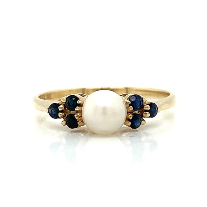 9ct Gold Pearl & Sapphire Dress Ring