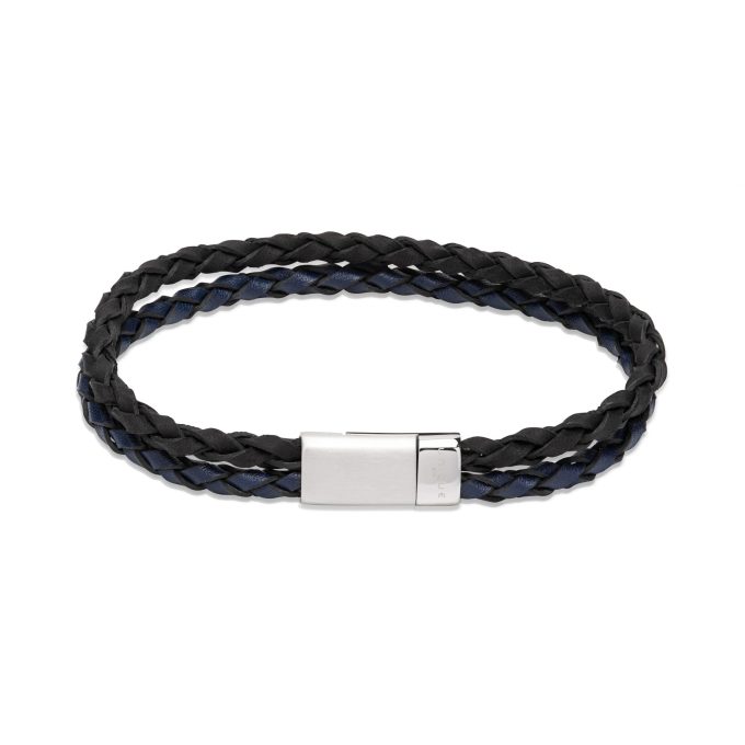 Unique Blue & Black Leather Bracelet