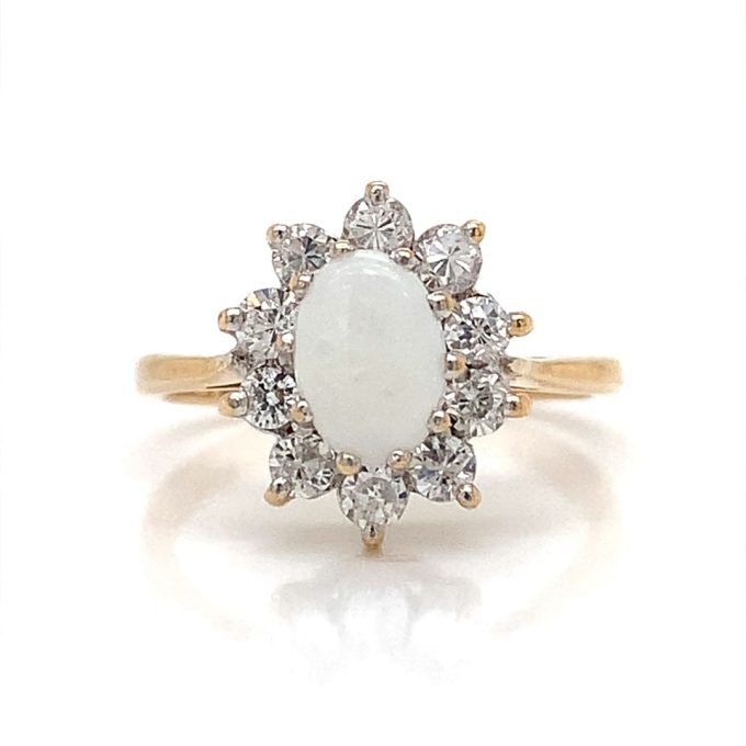 9ct Gold Opal & CZ Dress Ring