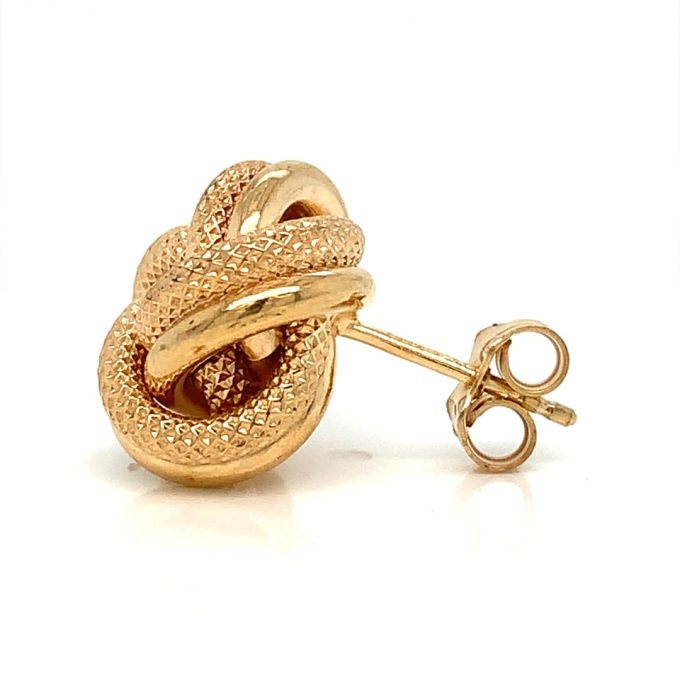 Large Gold Knot Stud Earrings - Image 2