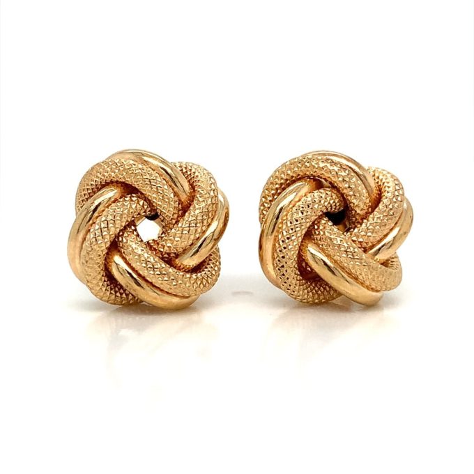 Large Gold Knot Stud Earrings