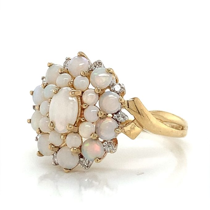 Opal & Diamond Cluster Dress Ring - Image 2
