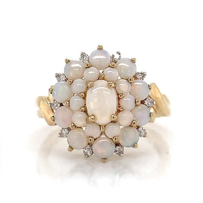 Opal & Diamond Cluster Dress Ring