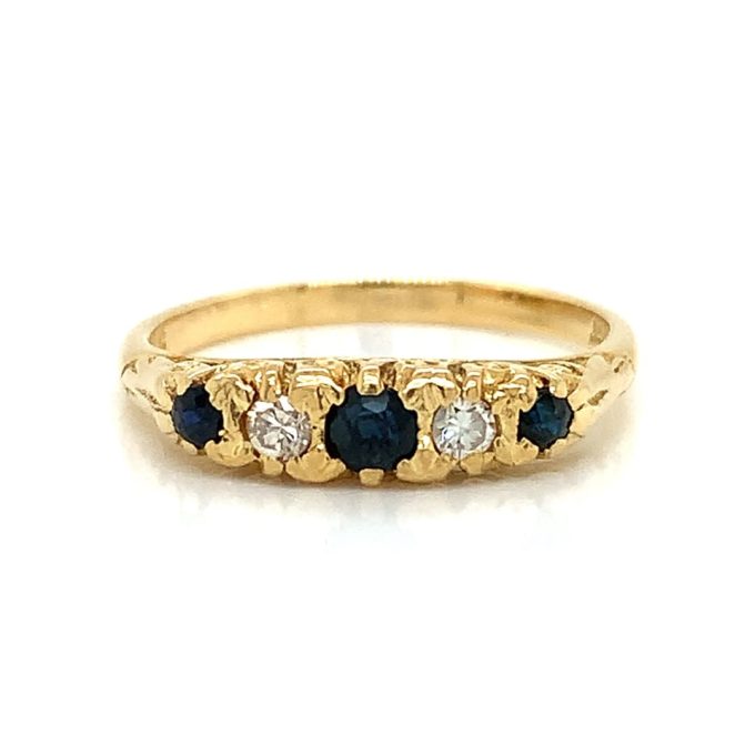Sapphire and Diamond 18ct Carve Ring