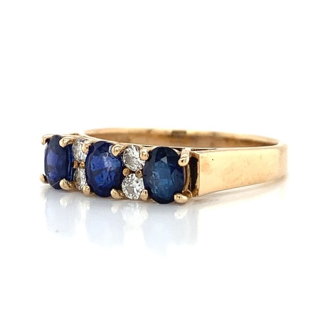 Sapphire and CZ 14ct Gold Ring - Image 2