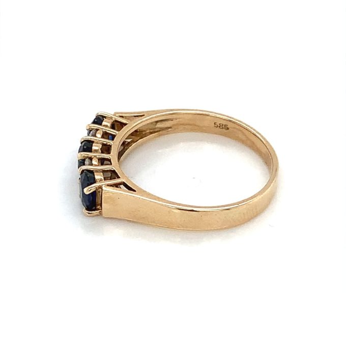 Sapphire and CZ 14ct Gold Ring - Image 3