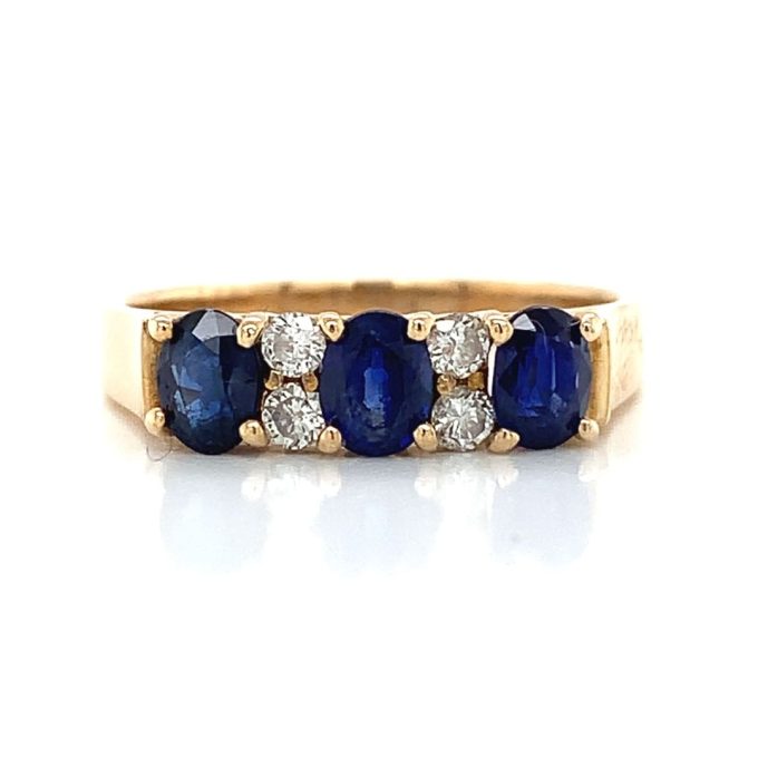 Sapphire and CZ 14ct Gold Ring