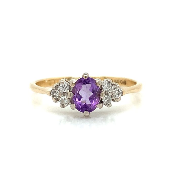 Amethyst and CZ Cluster Ring