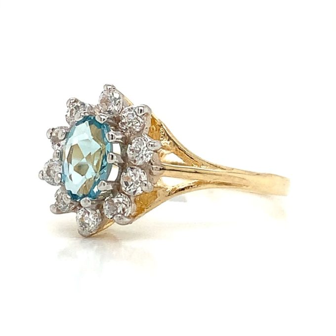 Blue Topaz and CZ Cluster Ring - Image 2