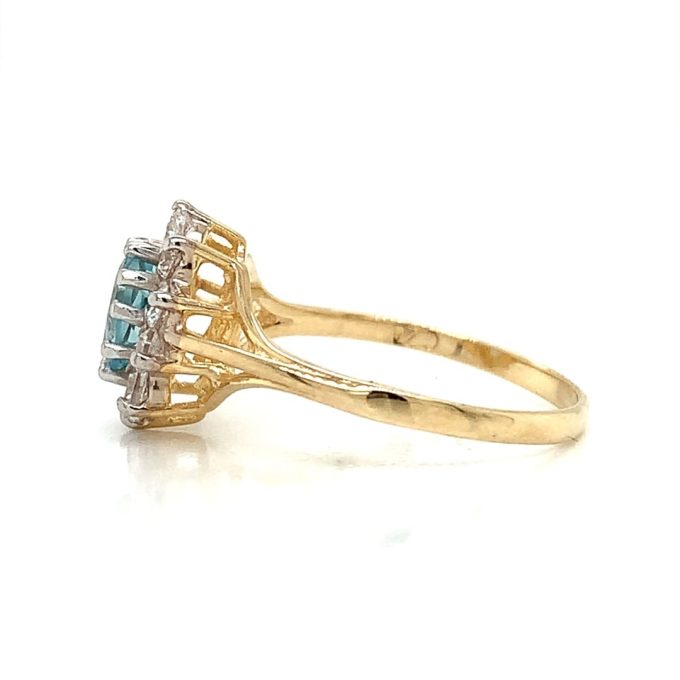 Blue Topaz and CZ Cluster Ring - Image 3