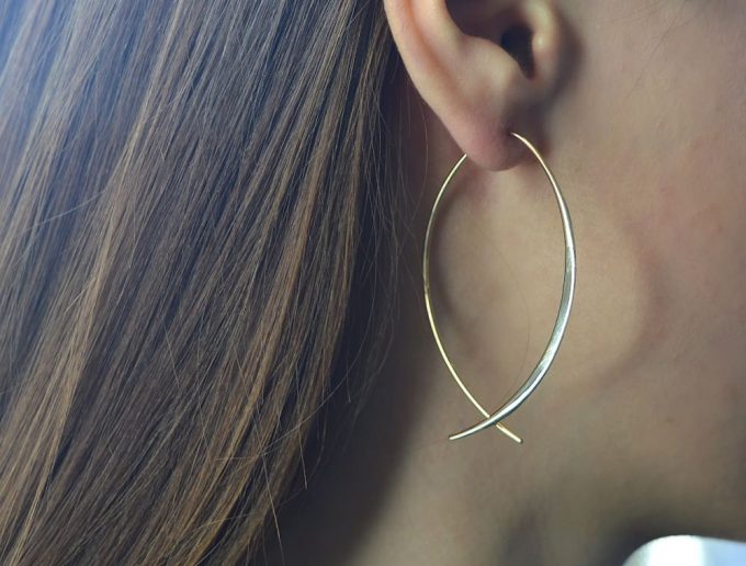 Bastian Polished Gold Open Hoop Earrings - Image 3