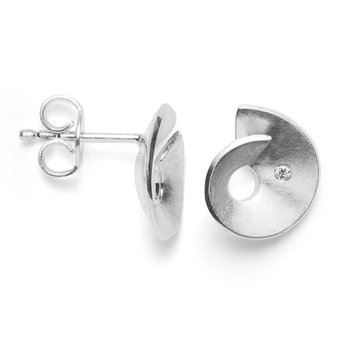 Bastian Silver & Diamond Spiral Earrings