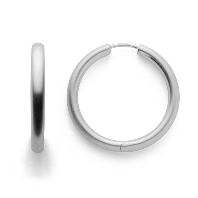 Bastian Silver Satin Hoop Earrings