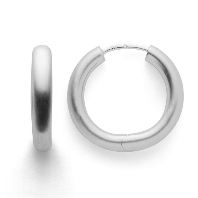 Bastian Silver Satin Hoop Earrings