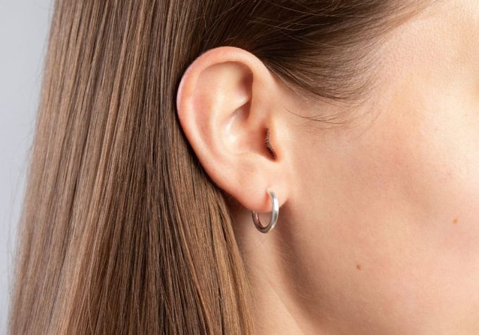Bastian Silver Satin Hoop Earrings - Image 2