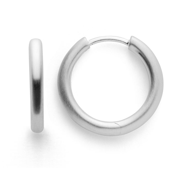 Bastian Silver Satin Hoop Earrings