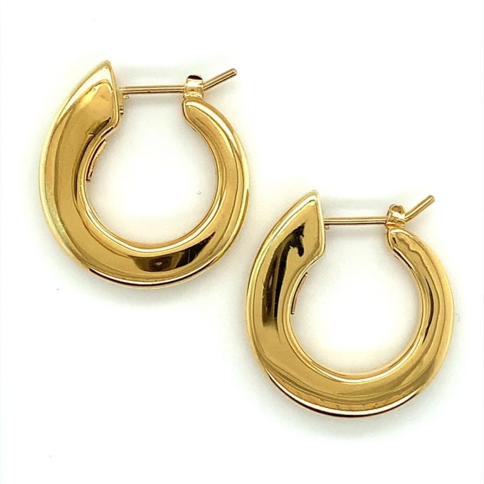 Tapered Chunky 18ct Gold Hoop Earrings - Image 2