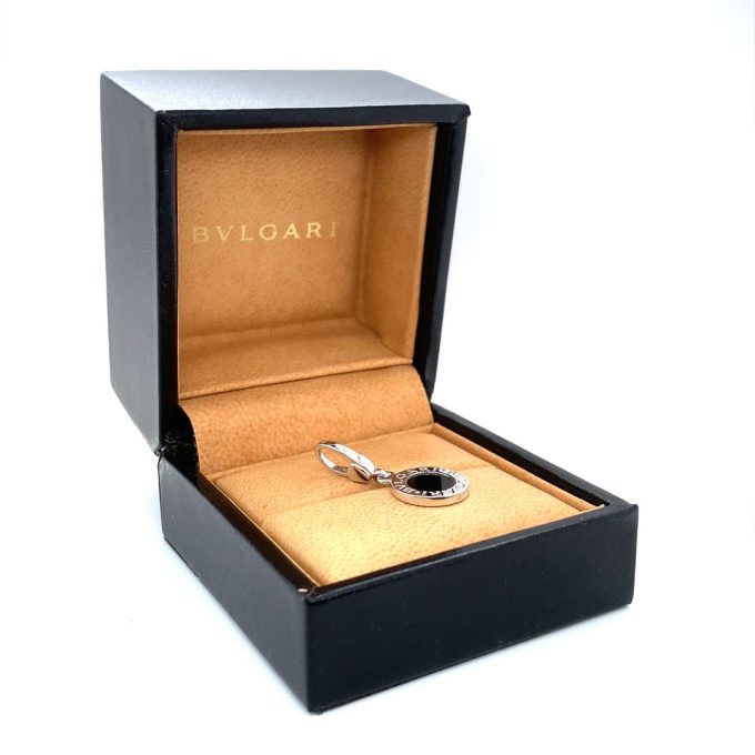 Bulgari White Gold Onyx Charm - Image 2