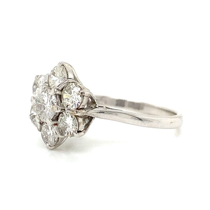 White Gold Diamond Daisy Cluster Ring - Image 2