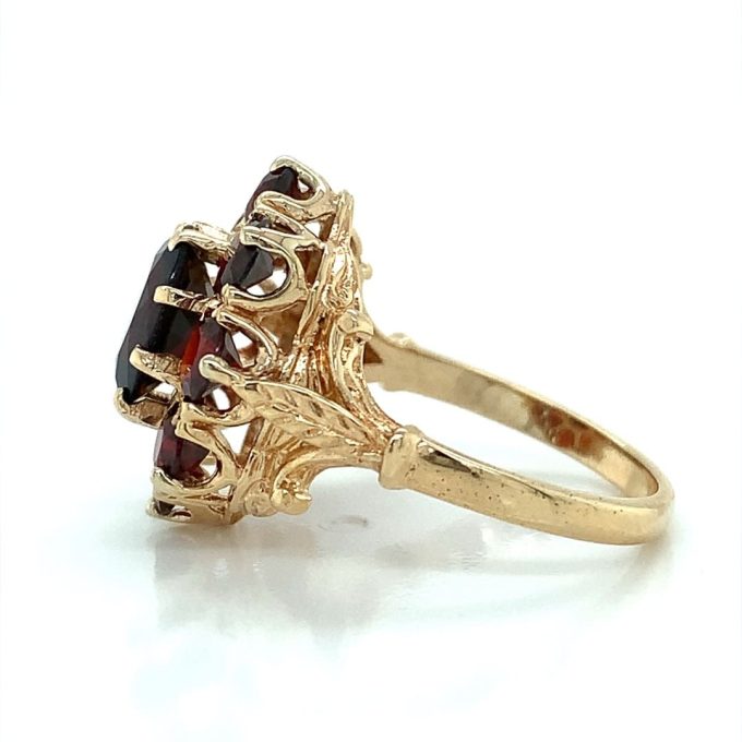 Yellow Gold Garnet Cluster Ring - Image 3