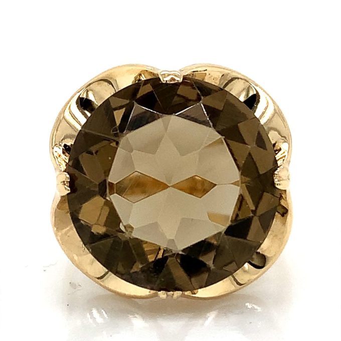 1970's Yellow Gold Smoky Quartz Ring
