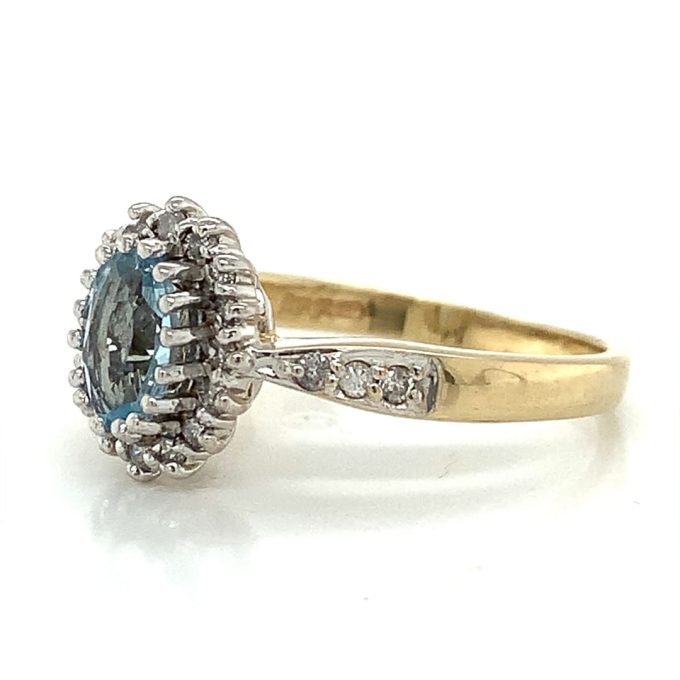 Blue Topaz and Diamond Cluster Ring - Image 2