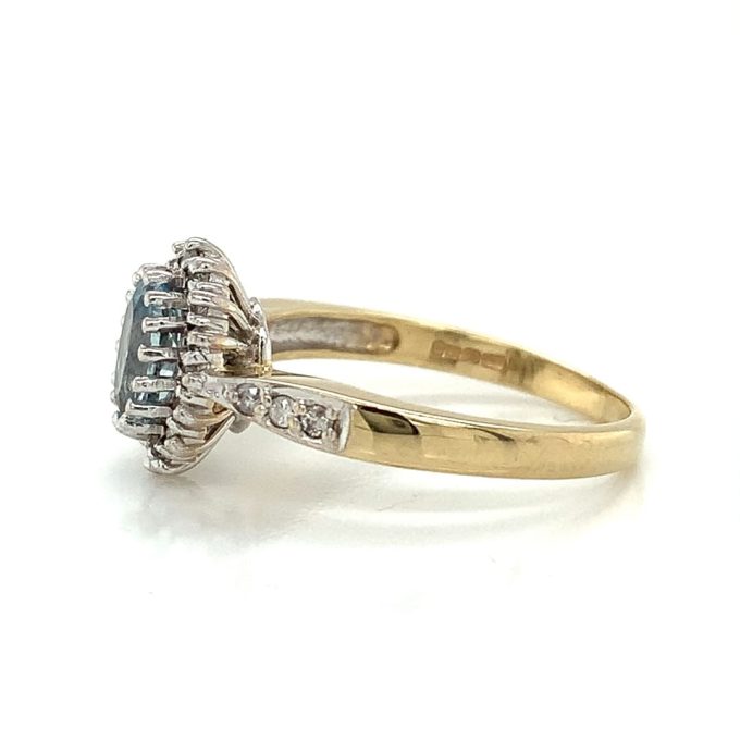 Blue Topaz and Diamond Cluster Ring - Image 3