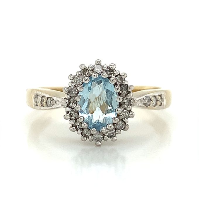 Blue Topaz and Diamond Cluster Ring