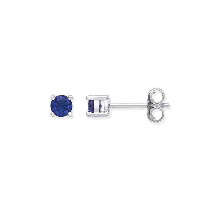 Silver 'Sapphire' CZ Stud Earrings